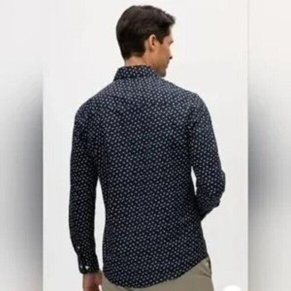 Julian & Mark Geo Dot Long Sleeve Button Front Shirt Gray Black Size L NWT - Picture 2 of 10